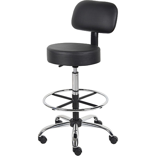 Boss Drafting Stool Black Seat Color - Vinyl Seat Material - Black Back Color - Chrome, Black Frame Color - Chrome Frame Material - 5-star Base - 1 Each (B16245BK)