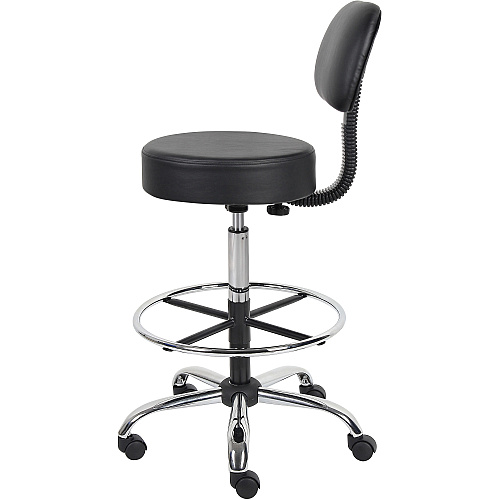 Boss Drafting Stool Black Seat Color - Vinyl Seat Material - Black Back Color - Chrome, Black Frame Color - Chrome Frame Material - 5-star Base - 1 Each (B16245BK)