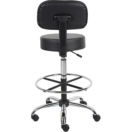 Boss Drafting Stool Black Seat Color - Vinyl Seat Material - Black Back Color - Chrome, Black Frame Color - Chrome Frame Material - 5-star Base - 1 Each (B16245BK)