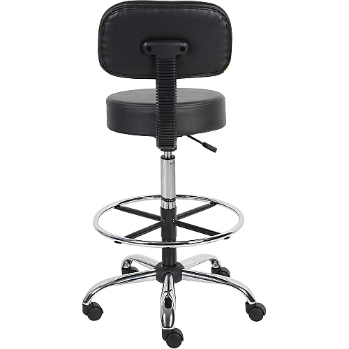 Boss Drafting Stool Black Seat Color - Vinyl Seat Material - Black Back Color - Chrome, Black Frame Color - Chrome Frame Material - 5-star Base - 1 Each (B16245BK)