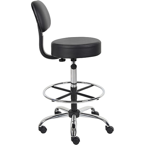 Boss Drafting Stool Black Seat Color - Vinyl Seat Material - Black Back Color - Chrome, Black Frame Color - Chrome Frame Material - 5-star Base - 1 Each (B16245BK)