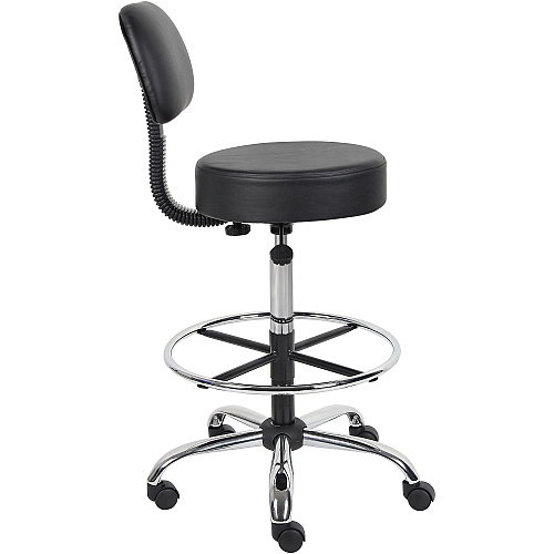 Boss Drafting Stool Black Seat Color - Vinyl Seat Material - Black Back Color - Chrome, Black Frame Color - Chrome Frame Material - 5-star Base - 1 Each (B16245BK)