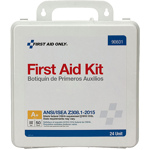 First Aid Only 50-Person Unitized Plastic First Aid Kit - ANSI Compliant 24 x Piece(s) For 50 x Individual(s) - 3" Height x 10" Width10" Length - Plastic Case - 1 Kit (90601)
