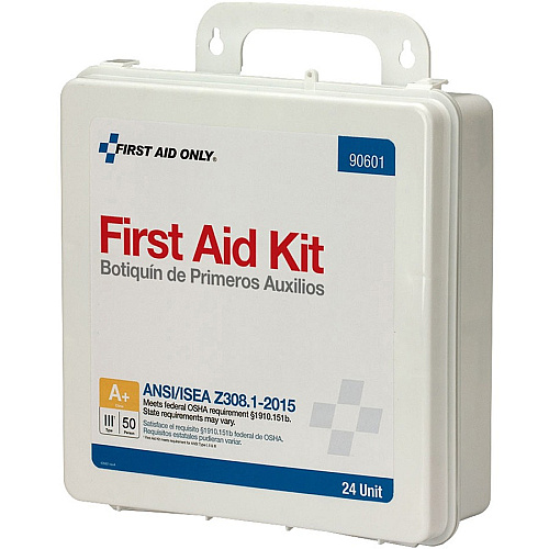 First Aid Only 50-Person Unitized Plastic First Aid Kit - ANSI Compliant 24 x Piece(s) For 50 x Individual(s) - 3" Height x 10" Width10" Length - Plastic Case - 1 Kit (90601)
