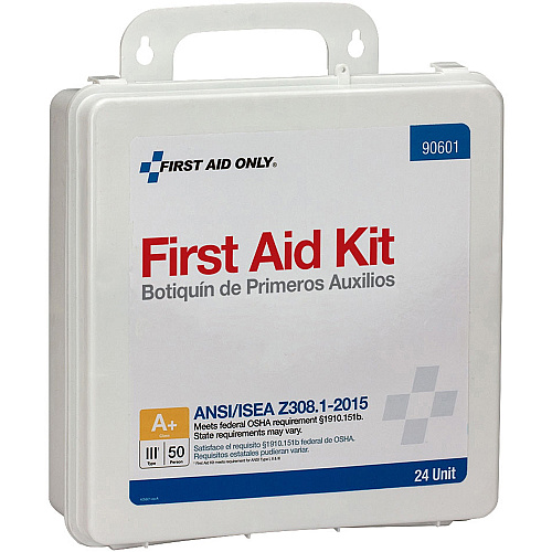 First Aid Only 50-Person Unitized Plastic First Aid Kit - ANSI Compliant 24 x Piece(s) For 50 x Individual(s) - 3" Height x 10" Width10" Length - Plastic Case - 1 Kit (90601)