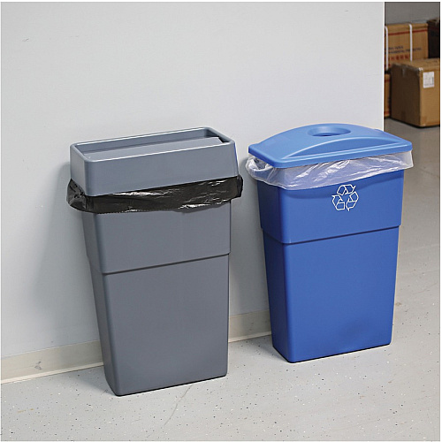 Genuine Joe 23-Gallon Recycling Bin Cutout Lid Round - Blue - 1 Each (GJO98219)