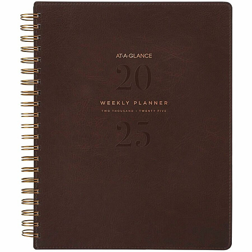 At-A-Glance Signature Collection Planner Large - Professional - Julian Dates - Weekly, Monthly - 13 Month - January 2026 to January 2027 - 1 Week, 1 Month Double Page Layout - 8 1/2" x 11" Sheet Size - White Sheet - Wire Bound - Brown - Faux Lea (YP90509)