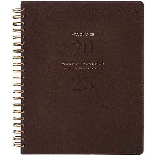 At-A-Glance Signature Collection Planner Large - Professional - Julian Dates - Weekly, Monthly - 13 Month - January 2026 to January 2027 - 1 Week, 1 Month Double Page Layout - 8 1/2" x 11" Sheet Size - White Sheet - Wire Bound - Brown - Faux Lea (YP90509)