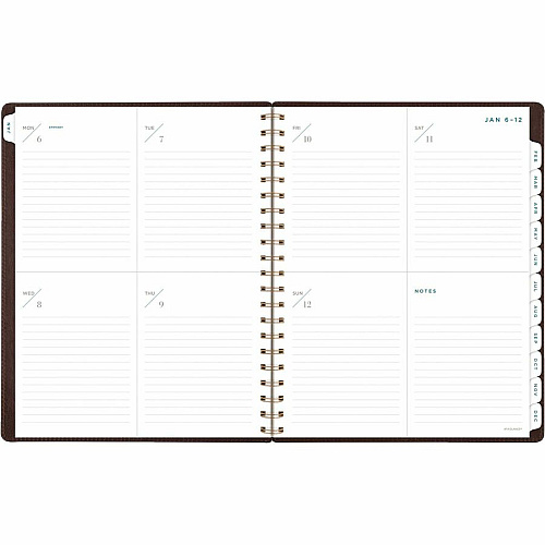At-A-Glance Signature Collection Planner Large - Professional - Julian Dates - Weekly, Monthly - 13 Month - January 2026 to January 2027 - 1 Week, 1 Month Double Page Layout - 8 1/2" x 11" Sheet Size - White Sheet - Wire Bound - Brown - Faux Lea (YP90509)