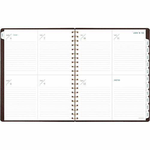 At-A-Glance Signature Collection Planner Large - Professional - Julian Dates - Weekly, Monthly - 13 Month - January 2026 to January 2027 - 1 Week, 1 Month Double Page Layout - 8 1/2" x 11" Sheet Size - White Sheet - Wire Bound - Brown - Faux Lea (YP90509)