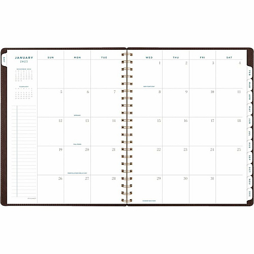 At-A-Glance Signature Collection Planner Large - Professional - Julian Dates - Weekly, Monthly - 13 Month - January 2026 to January 2027 - 1 Week, 1 Month Double Page Layout - 8 1/2" x 11" Sheet Size - White Sheet - Wire Bound - Brown - Faux Lea (YP90509)