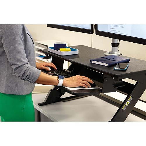 3M Precision Standing Desk Up to 24" Screen Support - 35 lb Load Capacity - 35.40" Height x 23.20" Width x 6.20" Depth - Desktop - Medium Density Fiberboard (MDF), Steel - Black (SD60B)