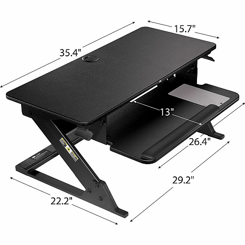 3M Precision Standing Desk Up to 24" Screen Support - 35 lb Load Capacity - 35.40" Height x 23.20" Width x 6.20" Depth - Desktop - Medium Density Fiberboard (MDF), Steel - Black (SD60B)