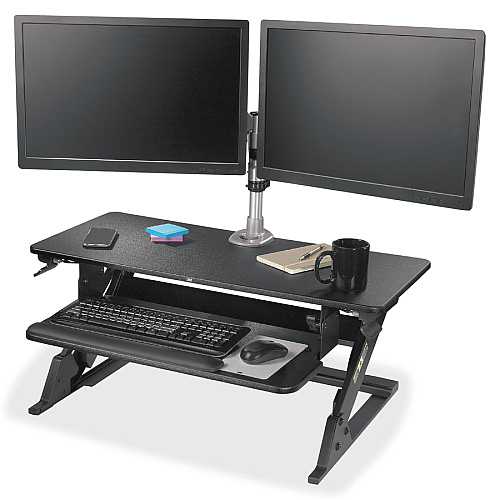 3M Precision Standing Desk Up to 24" Screen Support - 35 lb Load Capacity - 35.40" Height x 23.20" Width x 6.20" Depth - Desktop - Medium Density Fiberboard (MDF), Steel - Black (SD60B)