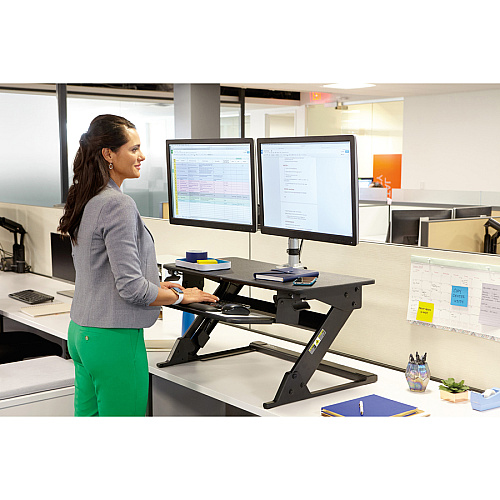 3M Precision Standing Desk Up to 24" Screen Support - 35 lb Load Capacity - 35.40" Height x 23.20" Width x 6.20" Depth - Desktop - Medium Density Fiberboard (MDF), Steel - Black (SD60B)