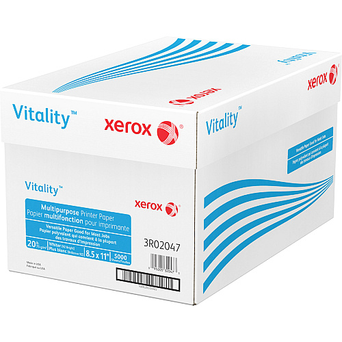 Xerox Vitality Multipurpose Printer Paper - White 92 Brightness - 90% Opacity - Letter - 8 1/2" x 11" - 20 lb Basis Weight - White - 500/Pack - 400 / Pallet (3R02047PL)