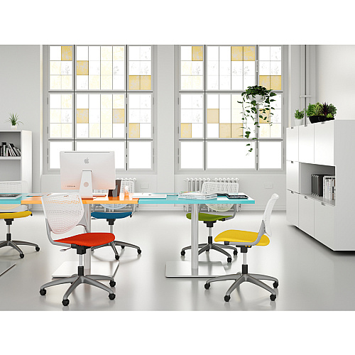 KFI Kool Task Chair with Perforated Back Yellow Seat Color - Polypropylene Seat Material - Yellow Back Color - Polypropylene Back Material - Powder Coated Silver Frame Color - Steel Frame Material - 5-star Base - 1 Each (TK2300P12)