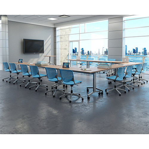 KFI Kool Task Chair with Perforated Back Navy Seat Color - Polypropylene Seat Material - Navy Back Color - Polypropylene Back Material - Powder Coated Silver Frame Color - Steel Frame Material - 5-star Base - 1 Each (TK2300P03)