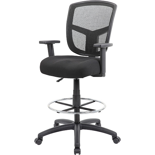 Boss Stool, Mesh, Black Black Seat Color - High Density Foam (HDF) Seat Material - Black Back Color - 5-star Base - 1 Each (B16021)