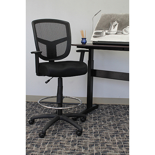 Boss Stool, Mesh, Black Black Seat Color - High Density Foam (HDF) Seat Material - Black Back Color - 5-star Base - 1 Each (B16021)