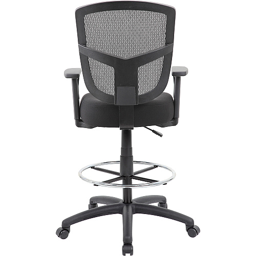 Boss Stool, Mesh, Black Black Seat Color - High Density Foam (HDF) Seat Material - Black Back Color - 5-star Base - 1 Each (B16021)
