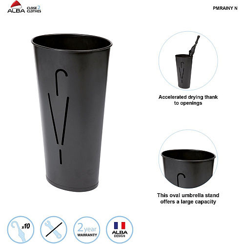 Alba Umbrella Holder Steel - Black - Sturdy - 1 Each (PMRAINYN)