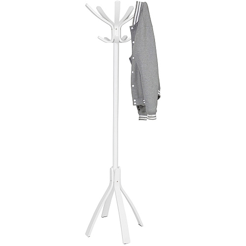 Alba Coat Stand 5 Hooks - 10 Pegs - 70.5" Height - for Coat, Clothes, Accessories - Wood - White - 1 Each (PMCAFEBC)