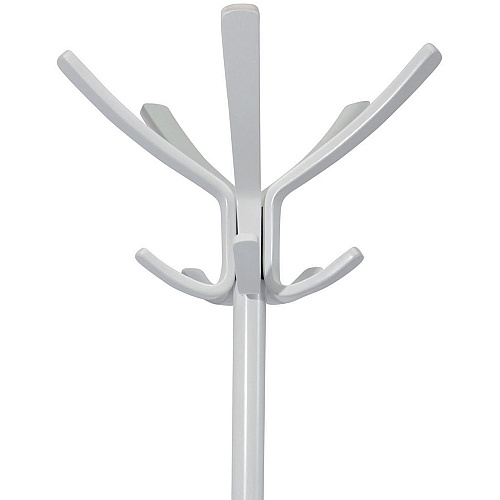 Alba Coat Stand 5 Hooks - 10 Pegs - 70.5" Height - for Coat, Clothes, Accessories - Wood - White - 1 Each (PMCAFEBC)