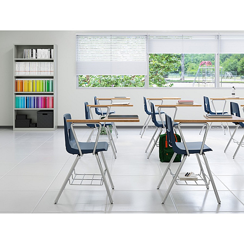 Lorell Writing Tablet Arm Student Desks Tubular Steel Frame Material - Four-legged Base - Navy, Oak - Polypropylene - Armrest - 2 / Carton (LLR99915)