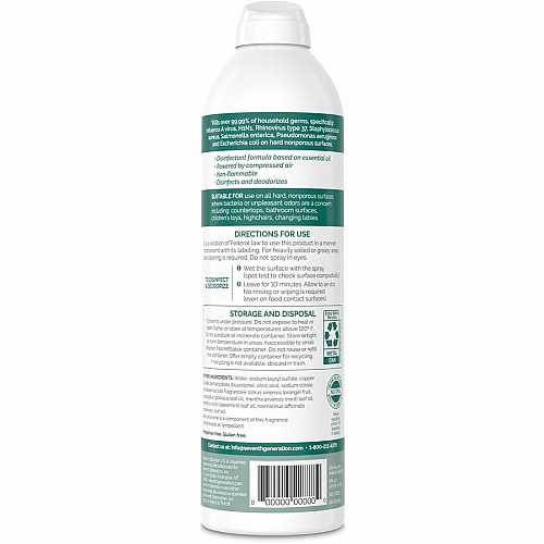 Seventh Generation Disinfectant Cleaner For Day Care - 13.9 fl oz (0.4 quart) - Eucalyptus Spearmint & Thyme Scent - Non-flammable, Anti-bacterial - Clear - 1 Each (22981)