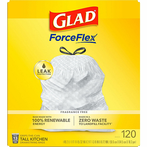 Glad ForceFlex Tall Kitchen Drawstring Trash Bags (78564)