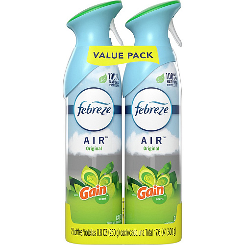 Febreze Air Freshener Spray Spray - 8.8 fl oz (0.3 quart) - Gain Original - Odor Neutralizer, VOC-free - 2/Pack - 6 / Carton (97810CT)