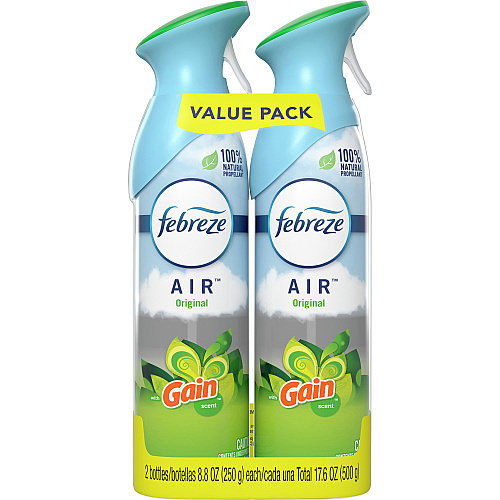 Febreze Air Freshener Spray Spray - 8.8 fl oz (0.3 quart) - Gain Original - Odor Neutralizer, VOC-free - 2/Pack - 6 / Carton (97810CT)