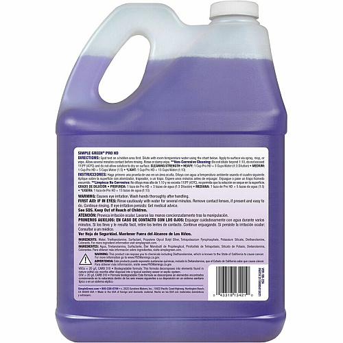 Simple Green Pro HD Heavy-Duty Cleaner & Degreaser For Multipurpose, Multi Surface - Concentrate - Liquid - 128 fl oz (4 quart) - Non-corrosive, Heavy Duty, Fragrance-free - Purple - 2 / Carton (213421)