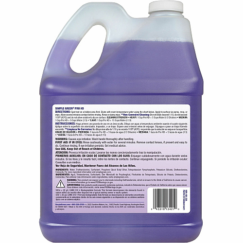 Simple Green Pro HD Heavy-Duty Cleaner & Degreaser For Multipurpose, Multi Surface - Concentrate - Liquid - 128 fl oz (4 quart) - Non-corrosive, Heavy Duty, Fragrance-free - Purple - 2 / Carton (213421)