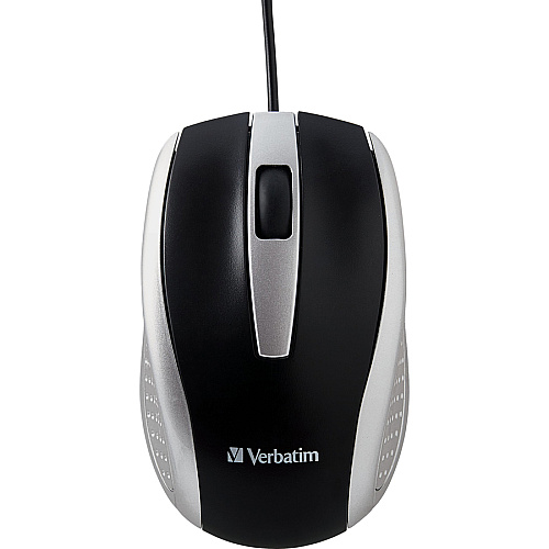 Verbatim Corded Notebook Optical Mouse - Silver Optical - Cable - Silver - USB Type A - Scroll Wheel - 3 Button(s) - 1 Each (99741)