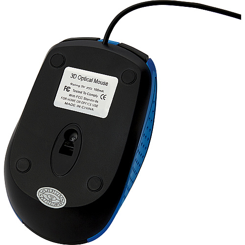 Verbatim Corded Notebook Optical Mouse - Blue Optical - Cable - Blue - USB Type A - Scroll Wheel - 3 Button(s) - 1 Each (99743)