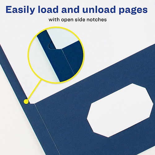 Avery&reg; Letter Pocket Folder 8 1/2" x 11" - 40 Sheets Capacity - 2 Internal Pocket(s) - Embossed Paper - Dark Blue - Embossed - 25/Box - 5 / Carton (47985CT)