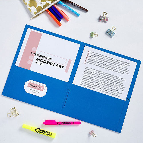 Avery&reg; Letter Pocket Folder 8 1/2" x 11" - 40 Sheets Capacity - 2 Internal Pocket(s) - Light Blue - Embossed - 25/Box - 5 / Carton (47986CT)