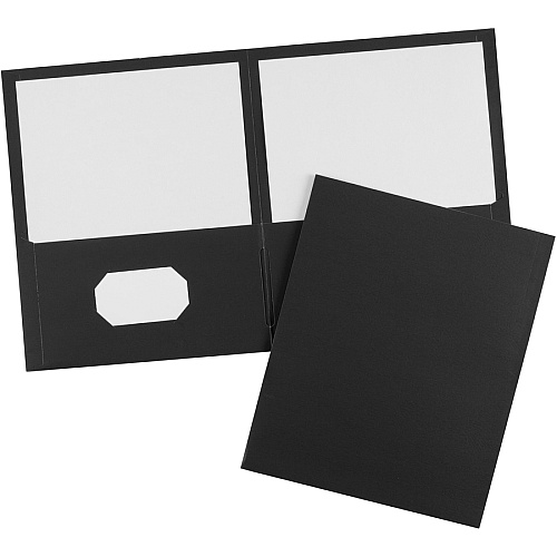 Avery&reg; Letter Pocket Folder 8 1/2" x 11" - 40 Sheets Capacity - 2 Internal Pocket(s) - Embossed Paper - Black - Embossed - 25/Box - 5 / Carton (47988CT)