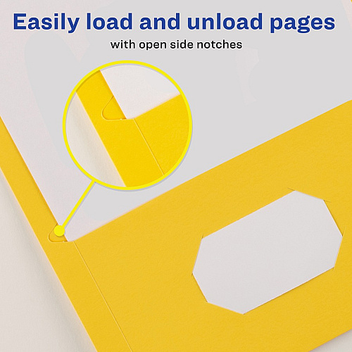 Avery&reg; Letter Pocket Folder 8 1/2" x 11" - 40 Sheets Capacity - 2 Internal Pocket(s) - Embossed Paper - Yellow - Embossed - 25/Box - 5 / Carton (47992CT)
