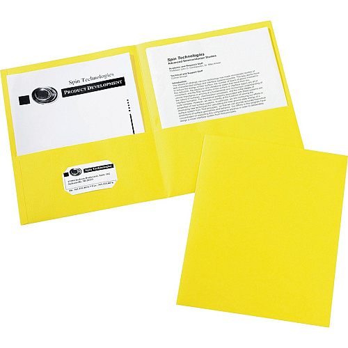 Avery&reg; Letter Pocket Folder 8 1/2" x 11" - 40 Sheets Capacity - 2 Internal Pocket(s) - Embossed Paper - Yellow - Embossed - 25/Box - 5 / Carton (47992CT)