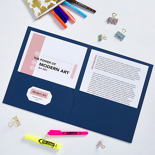 Avery&reg; Letter Pocket Folder 8 1/2" x 11" - 40 Sheets Capacity - 2 Internal Pocket(s) - Embossed Paper - Assorted - Embossed - 25/Box - 5 / Carton (47993CT)