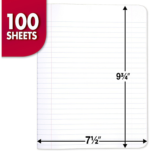 Mead Wide Ruled Composition Notebook 100 Sheets - Sewn - 7 1/2" x 9 3/4" Sheet Size - White Paper - Black Marble Cover - 12 / Carton (09910CT)