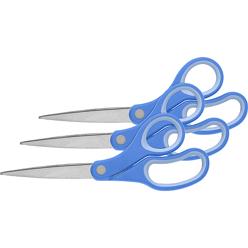 Sparco Bent Multipurpose Scissors 8" Overall Length - Bent - Stainless Steel - Blue - 3 / Bundle (39043BD)