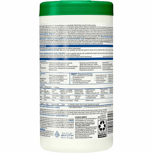 Clorox Healthcare Hydrogen Peroxide Cleaner Disinfectant Wipes 5.75" Length x 6.75" Width - Recommended For: Soap Scum Remover - Pre-moistened, Disinfectant, Deodorize, Anti-bacterial - White - 155/Tub - 1 Each (30825)