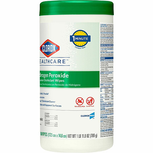 Clorox Healthcare Hydrogen Peroxide Cleaner Disinfectant Wipes 5.75" Length x 6.75" Width - Recommended For: Soap Scum Remover - Pre-moistened, Disinfectant, Deodorize, Anti-bacterial - White - 155/Tub - 1 Each (30825)
