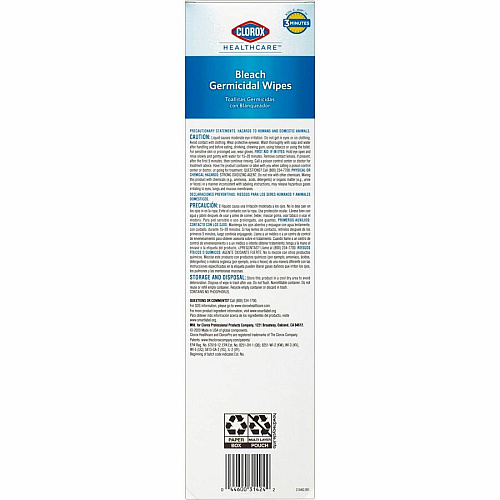 Clorox Healthcare Bleach Germicidal Wipes Ready-To-Use - 9" Length x 6.75" Width - Pre-moistened, Anti-bacterial, Disinfectant, Anti-corrosive - White - 50/Dispenser - 1 Each (31424)