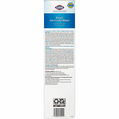 Clorox Healthcare Bleach Germicidal Wipes Ready-To-Use - 9" Length x 6.75" Width - Pre-moistened, Anti-bacterial, Disinfectant, Anti-corrosive - White - 50/Dispenser - 1 Each (31424)