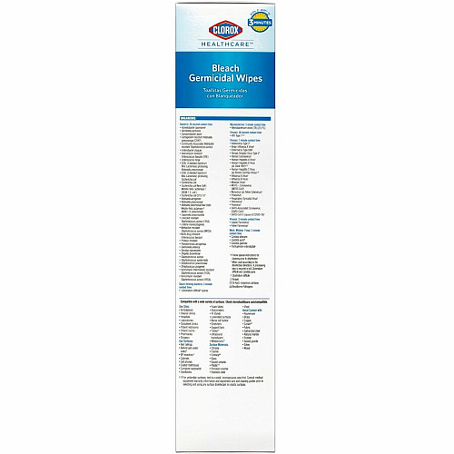 Clorox Healthcare Bleach Germicidal Wipes Ready-To-Use - 9" Length x 6.75" Width - Pre-moistened, Anti-bacterial, Disinfectant, Anti-corrosive - White - 50/Dispenser - 1 Each (31424)